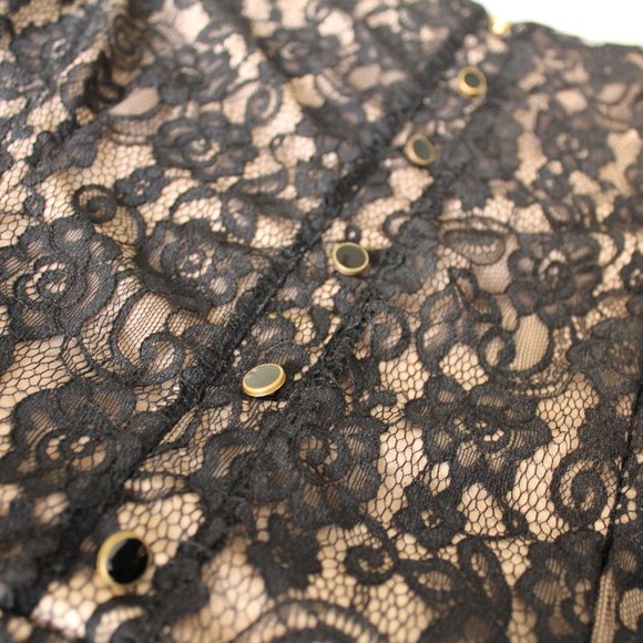 Black Lace Peplum Top with Belt (LAST CHANCE!!) - Picture 3 of 4